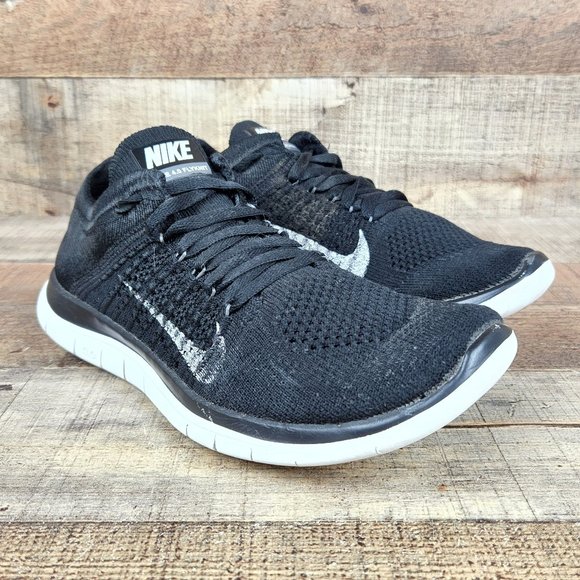 Nike Shoes - Nike Free 4.0 Flyknit Women Sz 6 Running Shoes Sneaker Black White Athletic